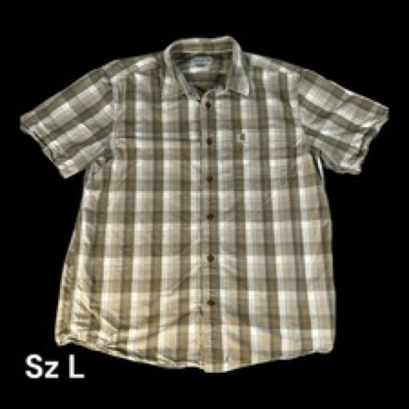 Carhartt white/Gray Relaxed Fit Plaid Button Workwear Pockets Sz L - Picture 1 of 4
